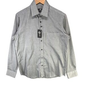 Guy Laroche Paris Regular Fit Shirt Mens Gray Button Up Micro Pattern Masculine